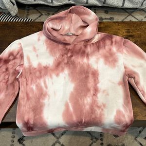 Moral Fiber, blush pink tie-dye hoodie